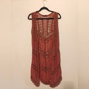 Mauve crochet duster